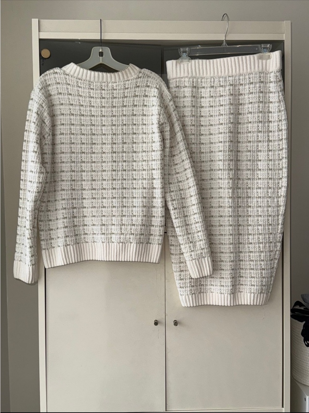 Club L London Annabeth Tweed Knit Sweater Top and Skirt Matching Set Two Piece - Picture 4 of 4